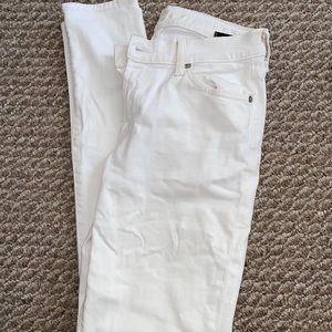 7 for all mankind white mid rise skinny jeans
